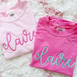 Girls Personalized Tee Shirt, Personalized Shirt for Toddler Girls, Girls Summer Outfit, Monogrammed Girls Shirt, Embroidered Shirt Girls