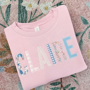 Girls Monogram Sweatshirt, Monogrammed Sweatshirt for Toddler Girls, Girls Personalized Sweatshirt, Personalized Outfit for Girls, Applique