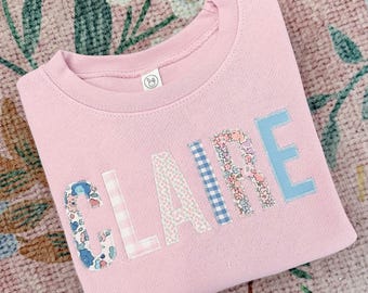 Girls Monogram Sweatshirt, Monogrammed Sweatshirt for Toddler Girls, Girls Personalized Sweatshirt, Personalized Outfit for Girls, Applique