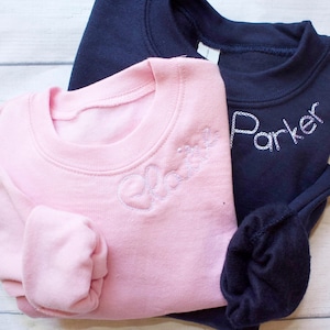 Kids Monogrammed Collar Sweatshirt, Boys Monogrammed Sweatshirt, Girls Monogrammed Sweatshirt, Personalized Neckline Sweatshirt, Embroidered