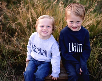 Boys Monogram Sweatshirt, Monogrammed Sweatshirt for Toddler Boys, Personalized Sweatshirt, Embroidered Sweatshirt for Boys, Customized