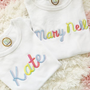 Girls Personalized Shirt, Monogrammed Shirt for Toddler Girls, Embroidered Rainbow Name Shirt, Personalized Outfit for Girls, Custom Shirt