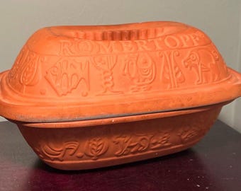 Romertopf  Roaster Baker Terra Cotta Clay 111 Reco w/ Lid USA 13” Long