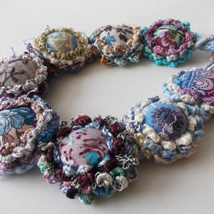 shabby chic necklace glass crystals necklace statement Marie Antoinette necklace Tattered fairytale old laces silk fabric necklace