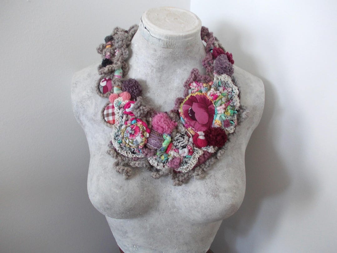 Crochet Bib Collar Handmade Necklace Jewelry