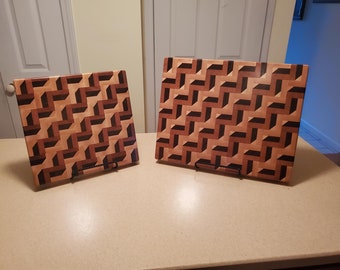 3D Continuous Crazy Steps End -Grain Cutting Board