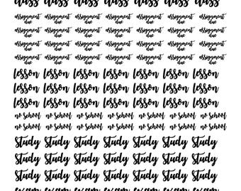 Script Font 'High School & College' Words Stickers | Printable