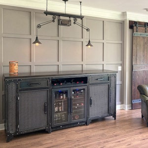 Anvil Bar & Beverage Cabinet with drawers | Liquor Beverage Station | Modern Industrial