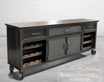Modern Industrial Wine Cabinet Credenza Bar Storage Liquor Etsy