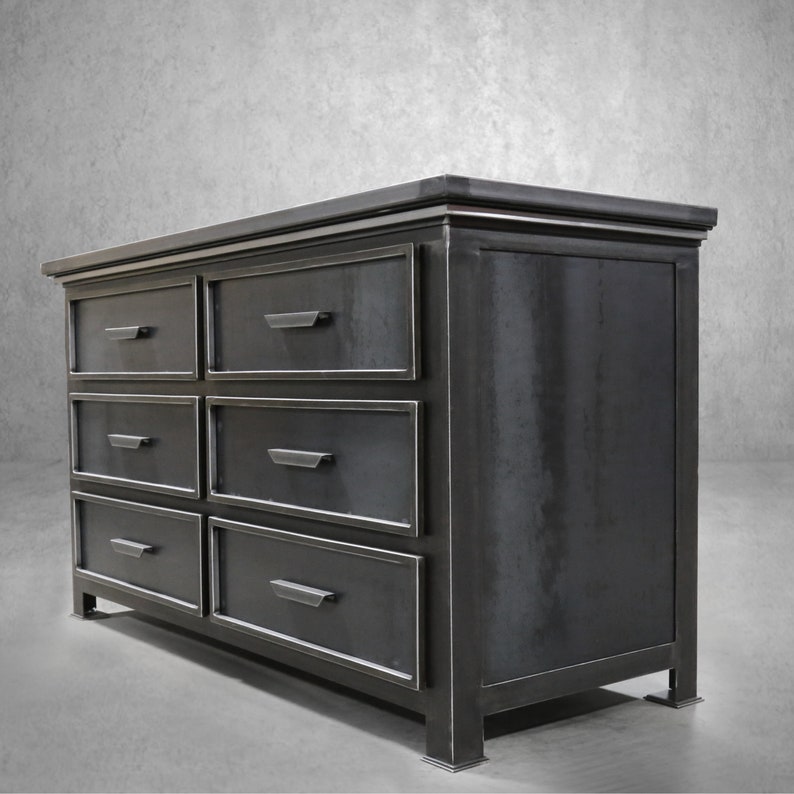 Modern Industrial Bedroom Dresser Vintage Style Steel Metal Etsy