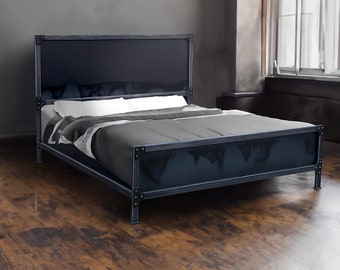 Slate Bed with Footboard -  Modern Industrial Bed