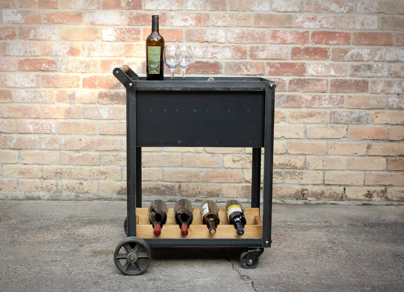 Industrial Beverage Cart With Drawers Trolley Serving Etsy