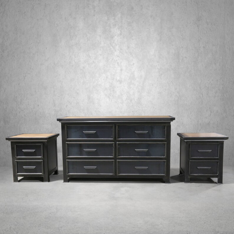 Modern Industrial Bedroom Dresser Vintage Style Steel Metal Etsy