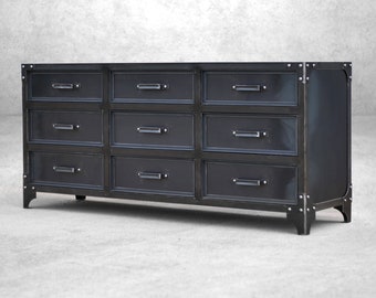 GrandView Modern Industrial Steel Bedroom 9-Drawer Dresser