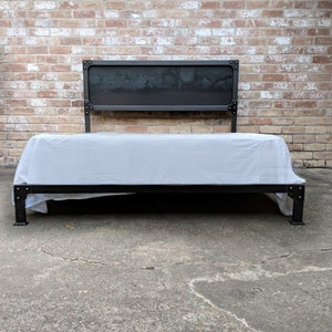 Modern Industrial Steel Bed - SLATE - Metal - Vintage - Iron