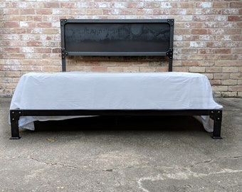 Modern Industrial Steel Bed - SLATE - Metal - Vintage - Iron