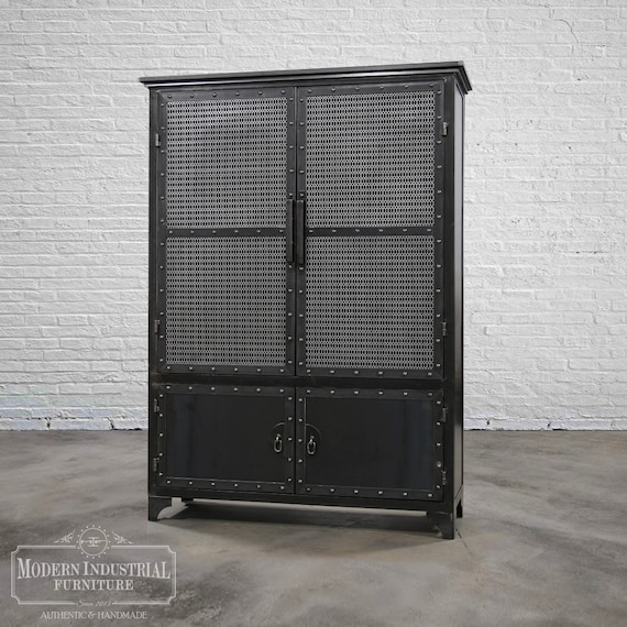 Modern Industrial Armoire Steel Locker Closet Vintage Industrial
