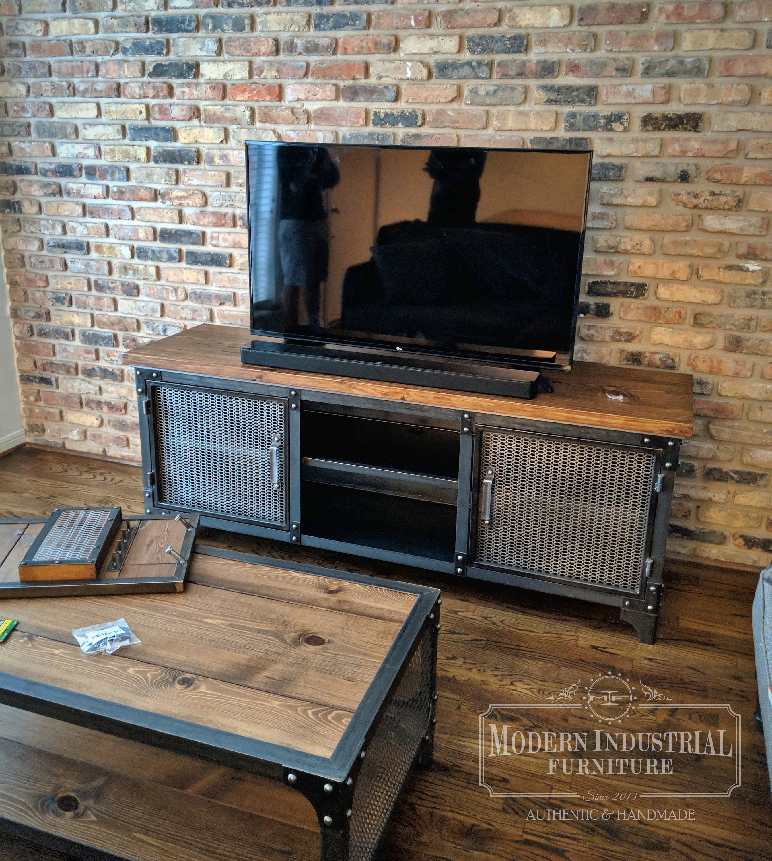 Modern Industrial Media Console ANVIL V2 Steel TV Stand Cabinet