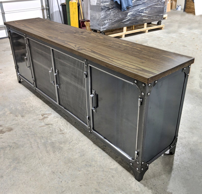 96in Industrial Media Console 8ft Carnegie with Etsy