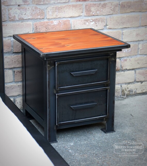 Night Stand Industrial Modern Vintage Style Steel Metal Etsy