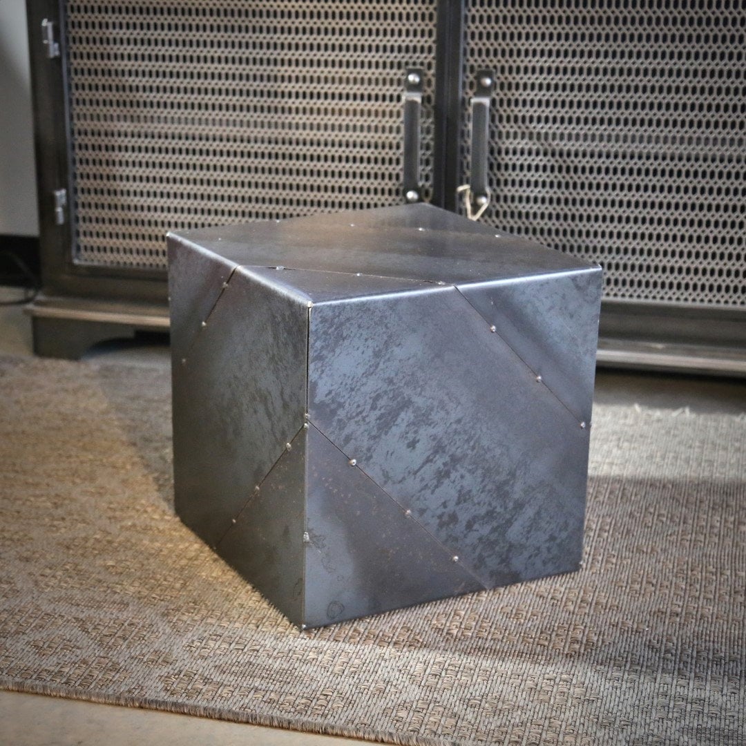 Metal Cube Industrial End Side Table Nightstand Etsy UK