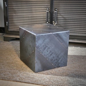 Metal cube Industrial End / Side Table - Nightstand