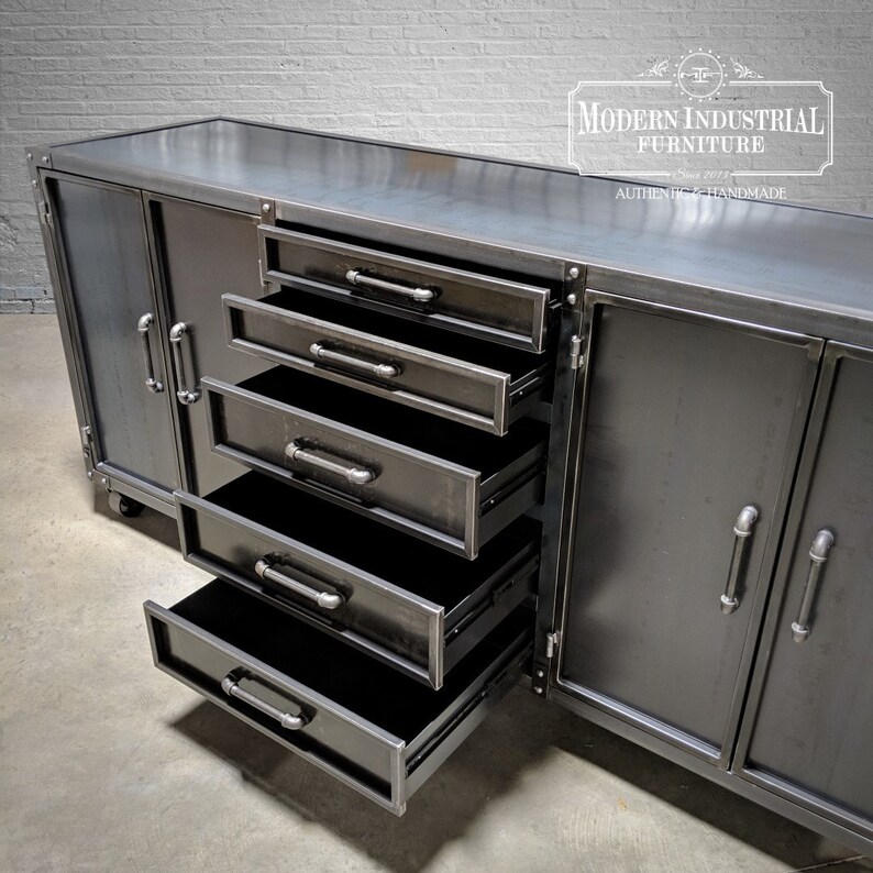 Modern Industrial Sideboard Credenza 92in Office Coffee Bar Etsy