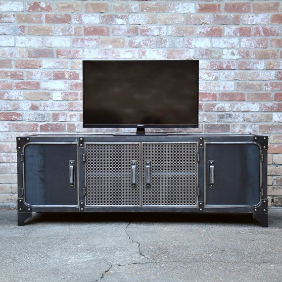 Steel media console discount