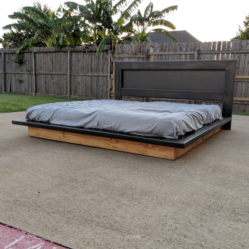 Modern Platform Bed Metal Industrial Headboard Low Profile Etsy