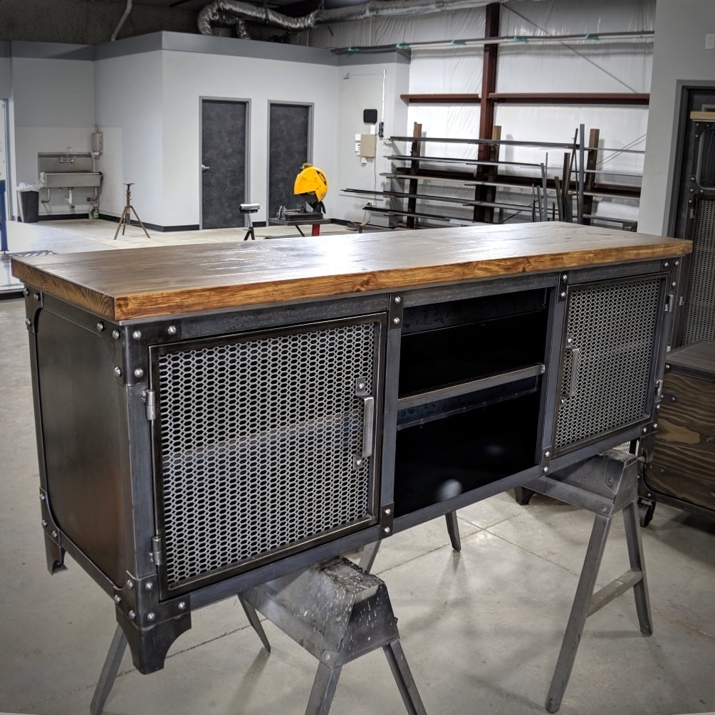 Modern Industrial Media Console ANVIL V2 Steel TV Stand Cabinet Vintage Entertainment Center Audio Hifi Retro Etsy