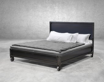 Slate SR-LF with casters -  Modern Industrial Bed