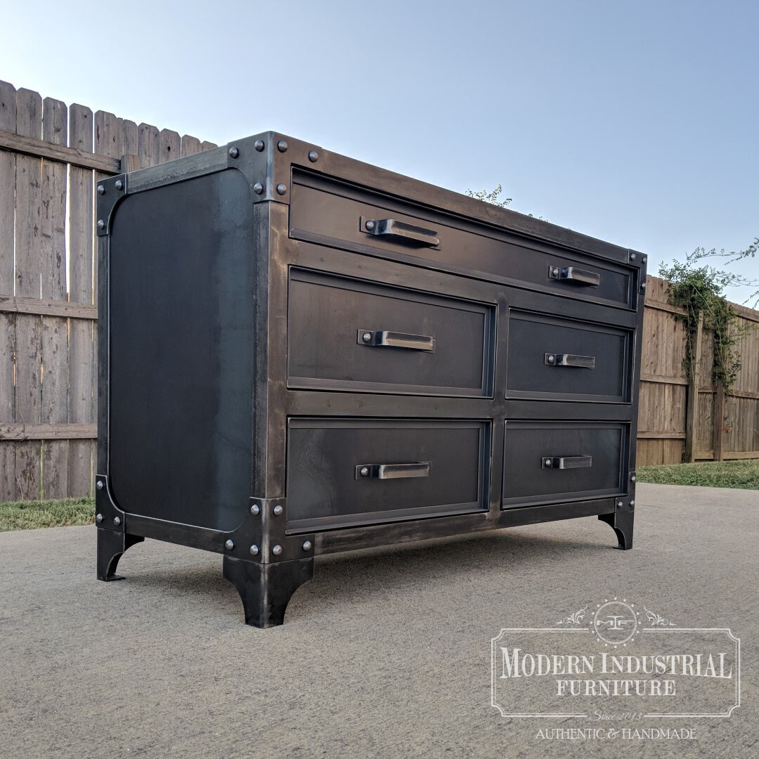 Grandview 5drawer Modern Industrial Steel Bedroom Dresser Etsy