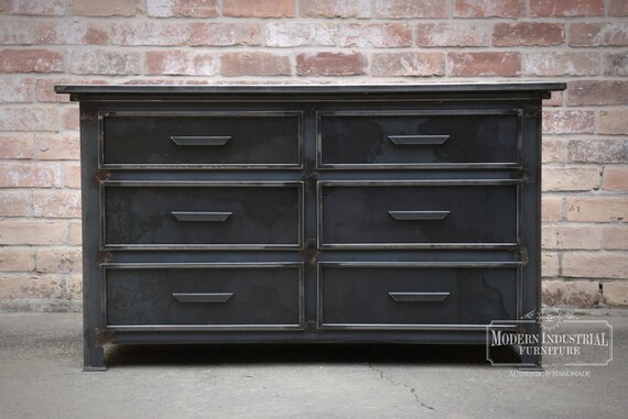 Modern Industrial Bedroom Dresser Vintage Style Steel Metal Furniture Drawer Cabinet