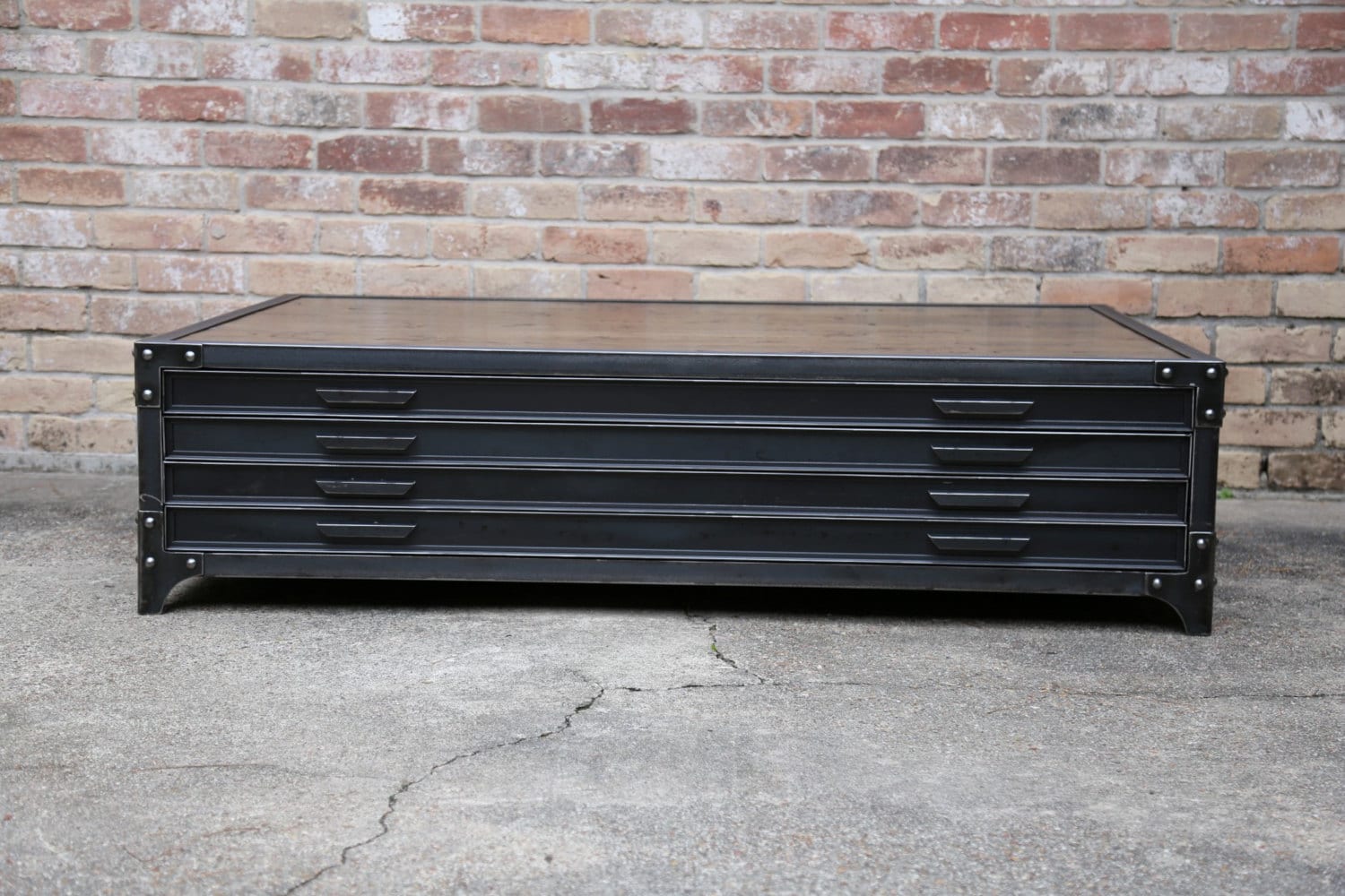 Flat File Industrial Coffee Table Handmade Steel Drawers Etsy