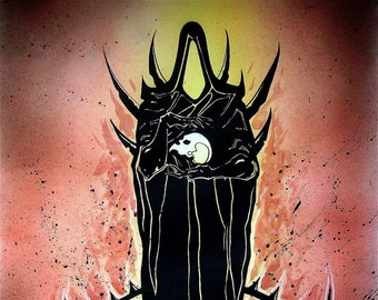 Fallen Angel ~ Demon Holding Skull ~ Occult ~ Charcoal Drawing ~ Gothic Illustration ~ DARK FANTASY ~ Fine Art Print ~ wall decor