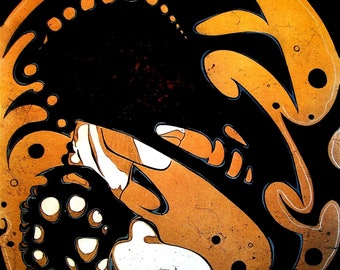 Female demon ~ bird armor ~ charcoal drawing ~ Fine Art Print ~ Gothic Illustration ~ DARK FANTASY ~ wall decor