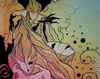 Fallen Angel ~ Demon ~ Souls ~ Spirits ~ Occult ~ Charcoal Drawing ~ Gothic Illustration ~ DARK FANTASY ~ Fine Art Print ~ wall decor