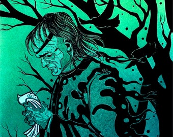 Frankenstein's Monster ~ Dove ~ Charcoal Drawing ~ Gothic Illustration ~ DARK FANTASY ~ Fine Art Prints ~ wall decor