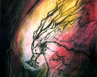 Fallen Angel ~ Devil ~ Demon ~ Occult ~ Charcoal Drawing ~ Gothic Illustration ~ DARK FANTASY ~ Fine Art Print ~ wall decor