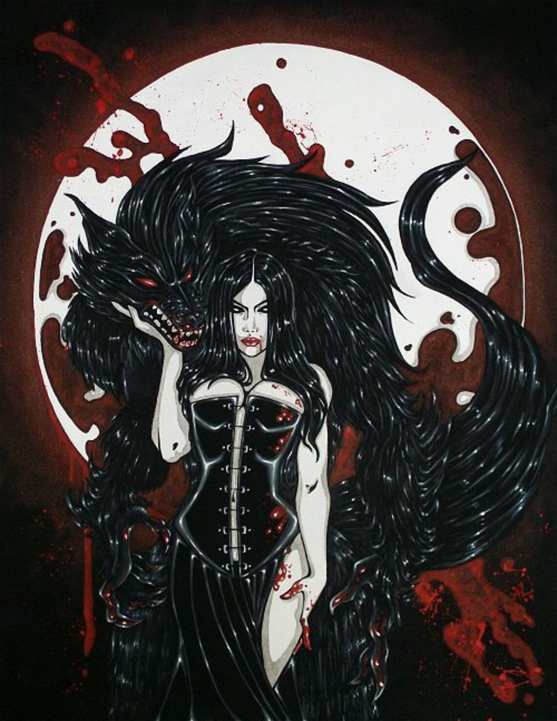 Vampire féminin Loupgarou Bloody Moon Peinture Etsy France
