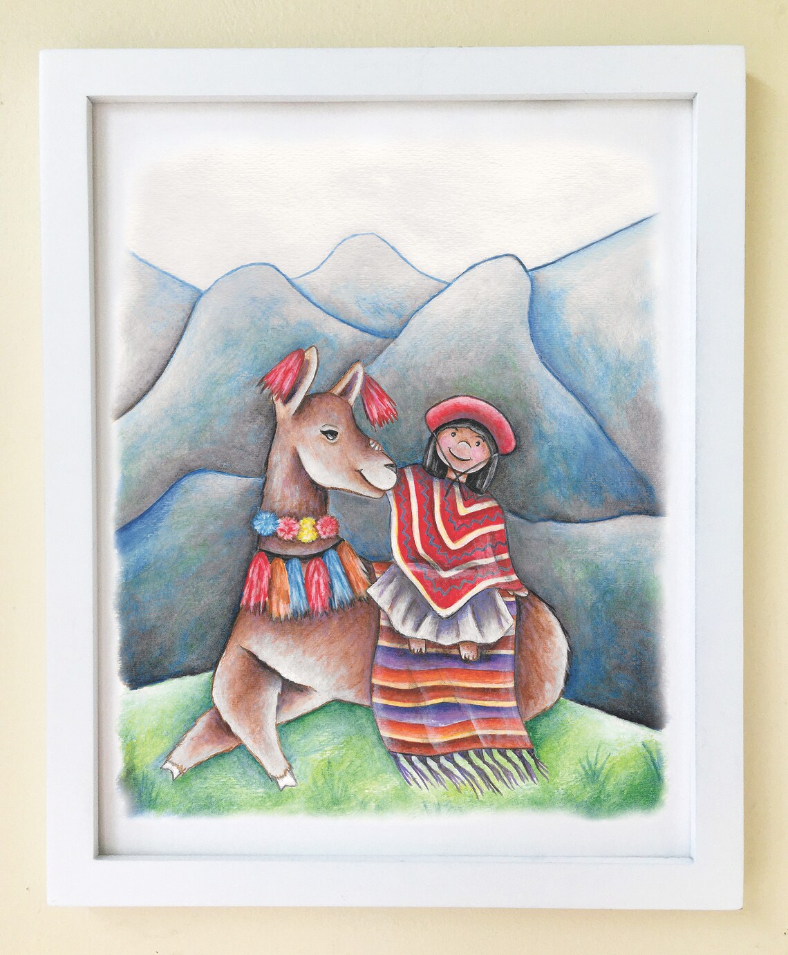 Peruvian Llama Print / Llama Nursery Decor / Cute Llama Art / | Etsy