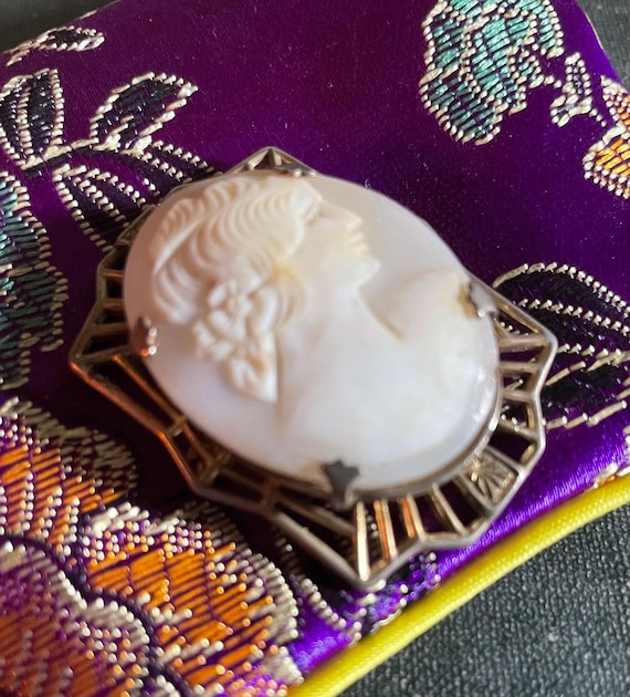 Vintage Victorian Cameo Brooch Shell Cameo.