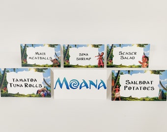 Moana Food Labels - Moana Birthday Decorations - Food Tent - Place Card - Name Card - Cupcake Topper
