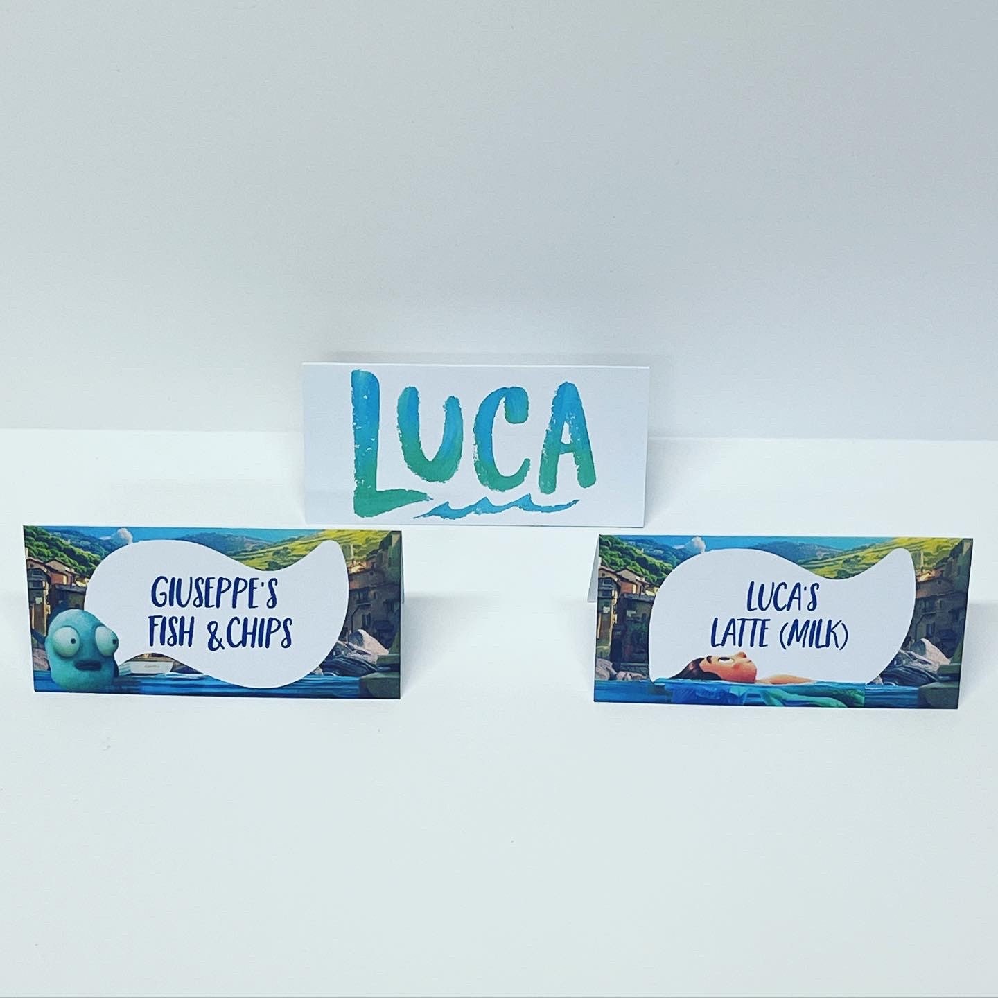 Luca Food Labels Luca Birthday Decorations Place Cards Luca Food Tent Luca  Party Decorations Name Card 