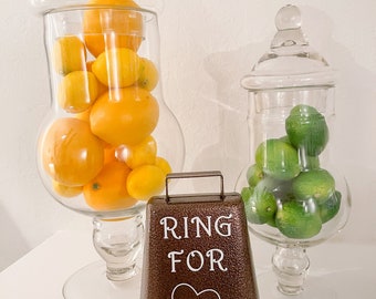 Ring for A Kiss, 7 Inch, Steel Cow Bell, Bride and Groom, Display Table,  Bar Decor, Kiss, Couple, Wedding Decor, Rustic, Cowbell 