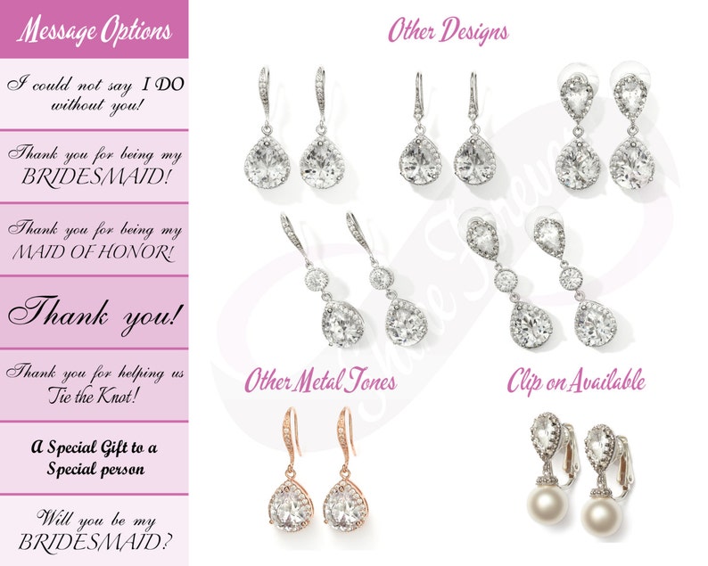 Bridesmaid Jewelry Set Bridal Teardrop Cubic Zirconia Earrings Teardrop Necklace Set Bridal Jewelry Necklace Bridal Set Bridesmaid Gift