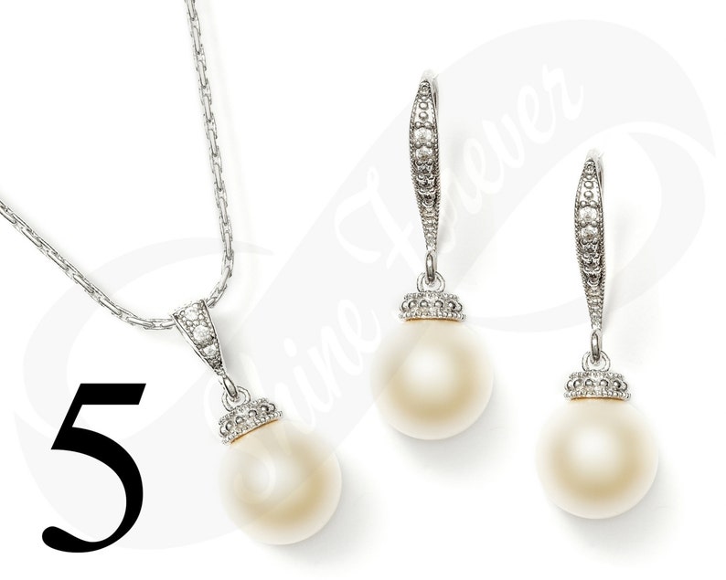 Set of 5 Bridal Jewelry Set Earring and Necklace Set Bridesmaid Jewelry Set Pearl Set Wedding Jewelry Set Bridal Jewlery Set Pearl Sets