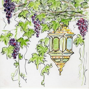 The Vinery, carte de voeux vigne et lampe marocaine, une carte exotique idéale pour les anniversaires, les occasions spéciales, les remerciements
