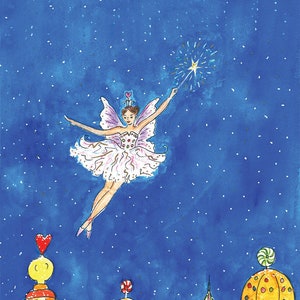 Fée Sugarplum, carte de vœux magique inspirée du ballet Casse-Noisette. Carte de Noël. Carte d’anniversaire