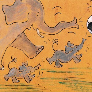 Futebol de elefante, Elefantes de Annabel, Cartão ideal para meninos e meninas que amam futebol, esporte, pai, Dia dos Pais, cartão de aniversário, crianças divertidas
